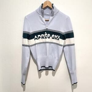 Victoria's Secret pink varsity knit half Zip Sweater Apres Ski Womens Small Blue